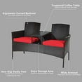 thumbnail image 5 of DORTALA Outdoor Patio Loveseat, Wicker Conversation Set with Cushions and Built-in Coffee Table, 2 Person Rattan Seating for Garden Lawn Backyard, Dark Brown+Red, 5 of 6