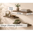 thumbnail image 2 of Induslyfe Large Black Floating Wall Shelves, Wood Wall Mounted Shelf, Set, 22.5 x 6.7 in, Set of 3, shelf over toilet farmhouse decor, 2 of 6