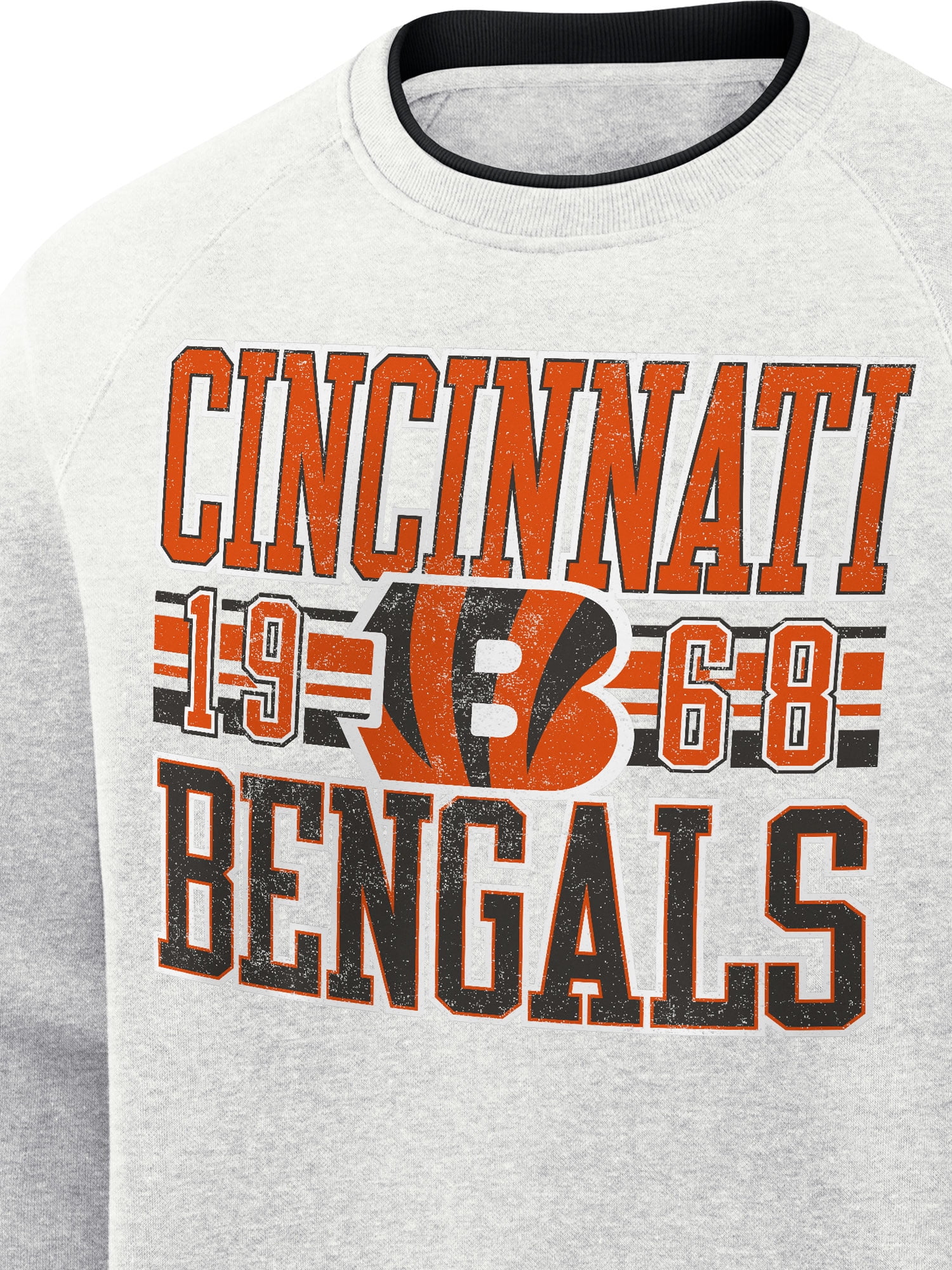 NFL Cincinnati Bengals Men's Cotton Gray Heather Long Sleeve Crew Fleece Sweatshirt