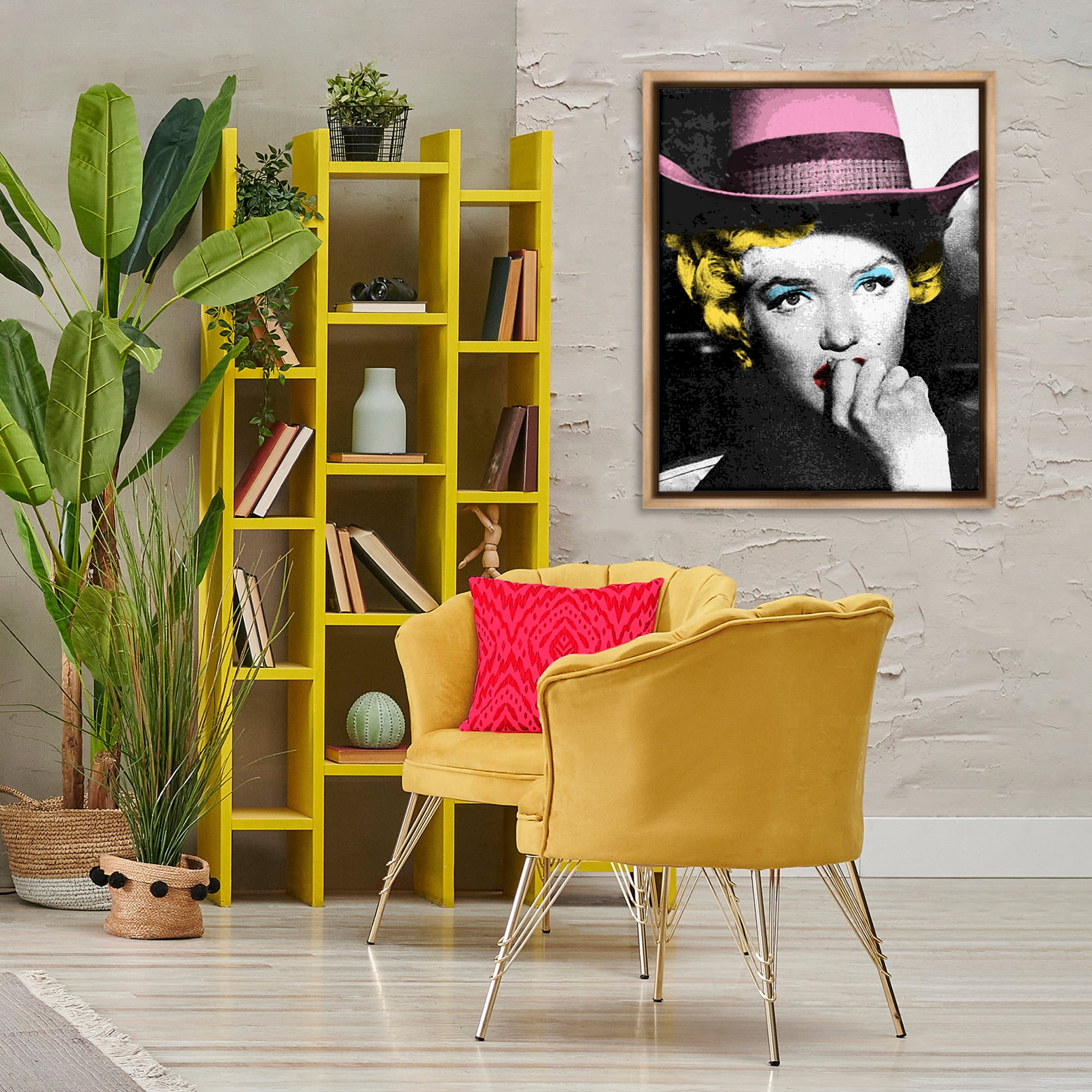 Stupell Industries Vintage Pop Culture Icon People Painting Brown Floater Framed Canvas Art Print Wall Art, 25 x 31