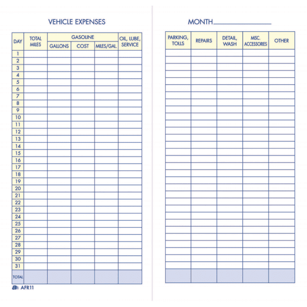 Adams® Vehicle Expense Book