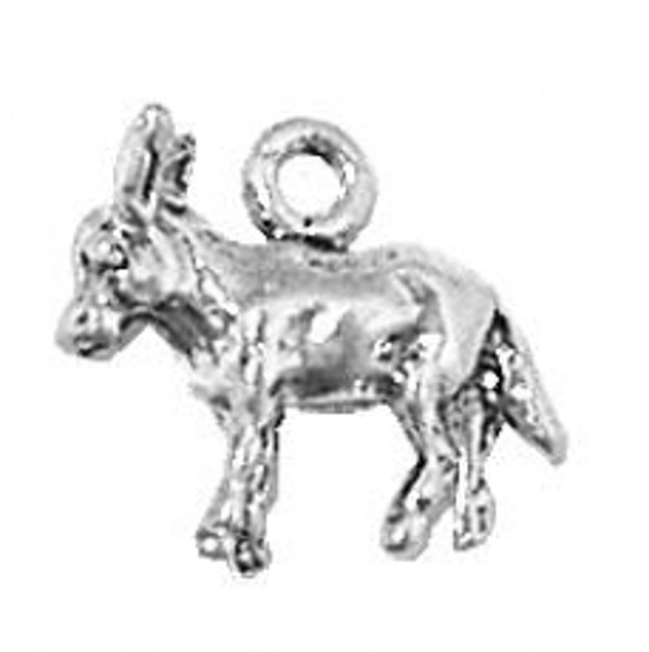 Sterling Silver 7 4.5mm Charm Bracelet With Attached 3D Burro Mule Charm 