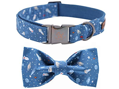 Elegant little tail Dog Collar with Bow Bowtie Dog Collar Cotton & Webbing Adjustable Dog Collars for Small Medium Large Dogs and Cats