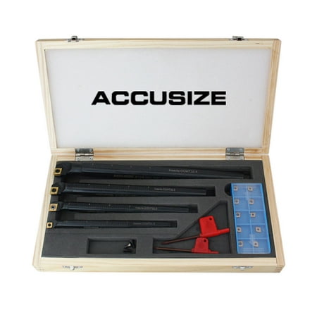

Accusize 31 Pc Right Hand Sclcr Indexable Boring Bar Set plus 20 Pc Ccmt Inserts P252-S410