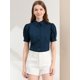 thumbnail image 3 of Camisa abotonada Allegra K oficina de trabajo algodón mujer Azul oscuro L, 3 of 6