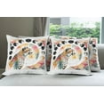 thumbnail image 6 of Ambesonne Leopard Throw Pillow Cover 4 Pack, Watercolor Art Poly Moon, 24", Coral Rose and Pale Teal, 6 of 7