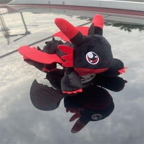 Car Dragons Accessories, Little Flying Dragons Plush Ornament, Dragon Car Roof Decoration with Movable Wings, Automotive Exterior Accessories with Detachable Design - Red Black 13 Inch