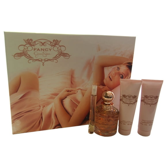Fancy by Jessica Simpson for Women - 4 PC Gift Set 3.4oz EDP Spray, 0.34 oz EDP Spray, loción corporal de 3 oz, gel de baño y ducha de 3 oz Jessica Simpson Jessica Simpson