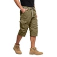thumbnail image 2 of Men's 3/4 Cargo Shorts Below Knee Elastic Waist Shorts Long Capri Below the Knee Big and Tall Cargo Short Pants Multi-Pocket Outdoor Work Relaxed Fit Pants,Yellow L, 2 of 5