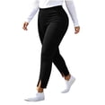 thumbnail image 5 of ABSUYY Womens Split Hem Yoga Leggings, Stretchy Pencil Cropped Pants, Casual Elastic Waist Trousers, Black, Size 5XL, 5 of 8
