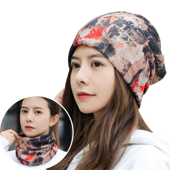 Slouchy Beanie Cotton Breathable Warm Sleep Cap Chemo Hat Neck Gaiter for Woman