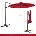 thumbnail image 2 of Gymax Parasol Solaire Déporté de 10 Pi 28 DEL Éclairé pour Patio Inclinaison Décalée 360° Vent Extérieur - Rouge, 2 of 9