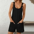 thumbnail image 5 of DHFJKG Women's Summer Rompers Overalls Shorts Scoop Neck Ribbed Loose Fit Shorts With Pockets Beach Vacation Clothes Trendy Trousers, 5 of 5