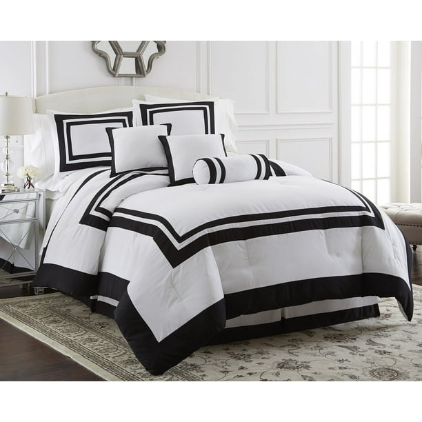 Chezmoi Collection Caprice 7Piece Square Pattern Hotel Style Bedding Comforter Set Walmart