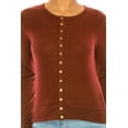 thumbnail image 5 of Women's Solid Long Sleeve Crew Neck Snap Button Soft Sweater Cardigan, 5 of 6