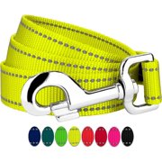 1 Inch Hot Yellow Reflective Nylon Dog Leash - 6 Foot