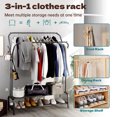 thumbnail image 4 of HioHa Metal Clothing Rack with 6 Hooks & Wheels, Portable Garment Rack for Bedroom, Closet, Laundry, Black, 4 of 8
