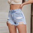 thumbnail image 4 of Stralyhd Womens Denim Shorts High Waist Jean Shorts Cut Off Jean Short Ripped Raw Hem Hot Shorts Distressed Jean Short with Wide Pockets Sky Blue S, 4 of 5