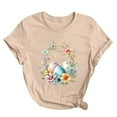 thumbnail image 3 of VBTAPA Easter Shirts for Women Cute Funny Bunny with Glasses Novelty Graphic Short Sleeve T Shirt Casual Loose Easter Day Tee Big Sales Today Khaki L, 3 of 4
