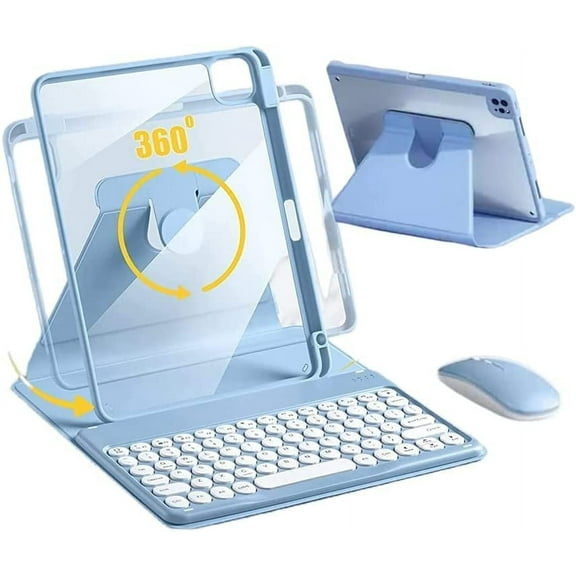 iPad Pro 12.9 2022 2021 2020 2018 Case with Keyboard and Mouse,Rotating Stand iPad Pro 12.9 inch 6th 5th 4th 3rd Generation Keyboard Case with Mouse, Smart Clear Cover with Pencil Holder