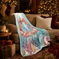thumbnail image 3 of Whimsical Seashell Coral Reef, Festive autumn celebration Scene, Warm Flannel Blanket for Beach House and Living Room with Detailed Artwork, Art Lovers autumn celebration Gift, Festive Home Decor, 3 of 9