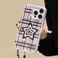 thumbnail image 4 of Compatible for iPhone 15 Plus Case with Phone Charm Chain,Pink Stars Checkered Stripe Matte Frosted Cute Phone Case for iPhone 15 Plus Women Girly Protective Case, 4 of 15
