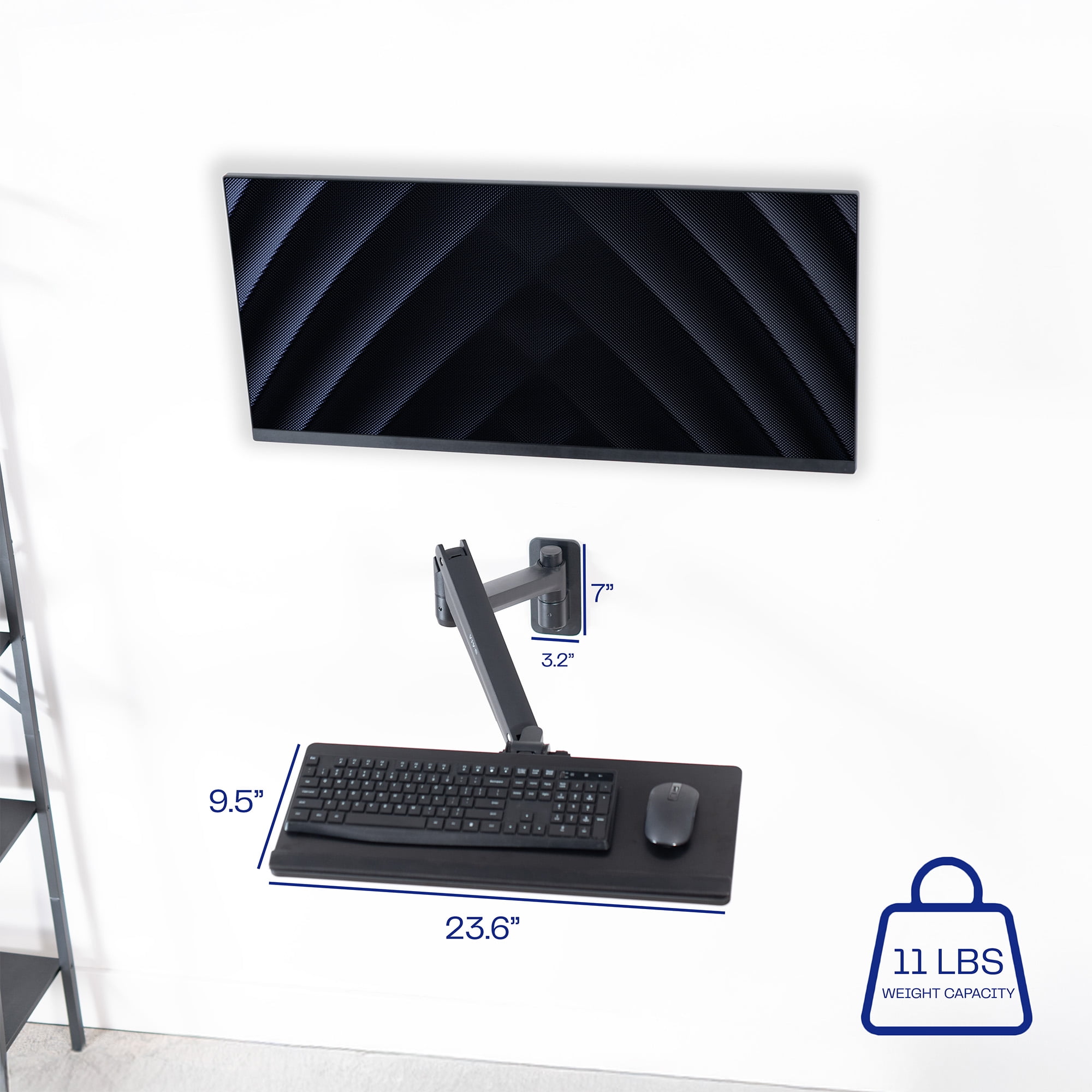 VIVO Pneumatic Heavy Duty Wall Mounted 24 inch Keyboard Tray