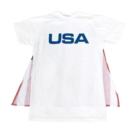 USA Mens T-Shirt with American Flag Cape