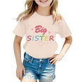 thumbnail image 2 of SUXIAN T-Shirts de Mode pour Filles à Lettres Col Rond Manches Courtes T-Shirt Haut 1 Imprimé de Lettres Col Ras du Cou Chemises Décontractées pour Filles Beige_001 8-9 Ans, 2 of 4