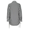thumbnail image 4 of Cavosen Women's Work Tops for Office Long Sleeve Button down Shirts Lapel Neck Collared Striped Blouse Dressy Flowy Loose Fit Tees Business Suit Boyfriend Drawstring Tops Black S, 4 of 4