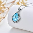 925 Sterling Silver Aquamarine Pendant for Women Filigree Teardrop