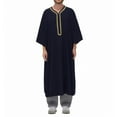 thumbnail image 2 of XDZJLR Men's Shirts Arab Long Sleeve Embroidered Thobe Traditional Middle Robe for Muslim Wear Elegant Dress Long Robe With Pockets Shirts for Men, 2 of 7