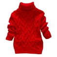 thumbnail image 2 of Jinhomg Toddler Cable Knit Sweaters Boys Girls Comfy Long Sleeve Crewneck Tops Baby Kids Casual Solid Pullover Jumper Lighten 90 off Clearance Sale Red 6Years, 2 of 6