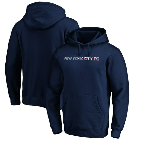 Men's Navy New York City FC Banner Wave Pullover Hoodie