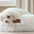 thumbnail image 2 of TOWN & COUNTRY LUXE CuddleTown Fuzzy Solid Donut Pet Bed, Soft, Cozy & Calming, Water Repellent, Non-Slip Bottom, 100% Machine Washable, Cream, XS 19"x19"x7" Round, 2 of 3