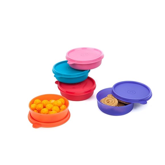 Juego de 5 recipientes pequeños redondos de plástico Signora Ware Executive, 180 ml, multicolor, surtidos.