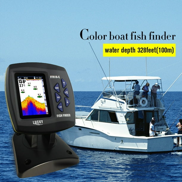 LUCKY FF918-C100DS Color Screen Wired Fish Finder Dual Frequency 328ft/100m  Water Depth Boat Fish Finder 