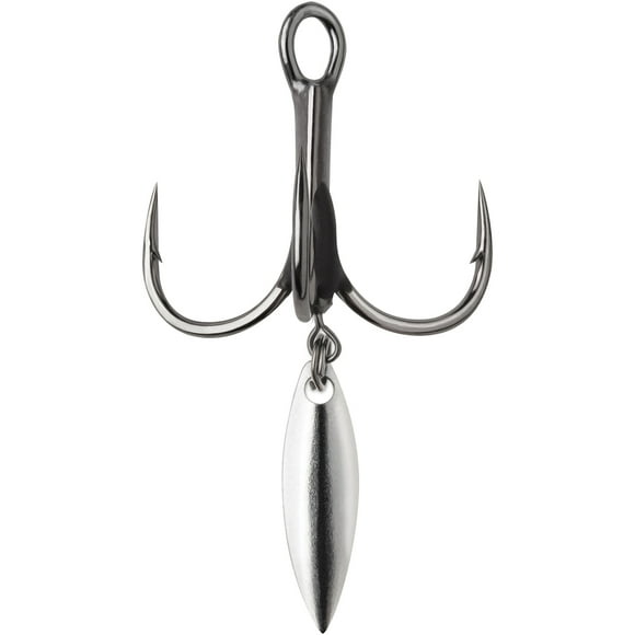 VMC Bladed Hybrid Treble Short Fishing Hook 2-Pack - 6 - Black Nickel