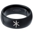 thumbnail image 2 of Tungsten Asterisk Star Symbol Glyph Band Ring 8mm Men Women Comfort Fit Black Dome Polished, 2 of 4
