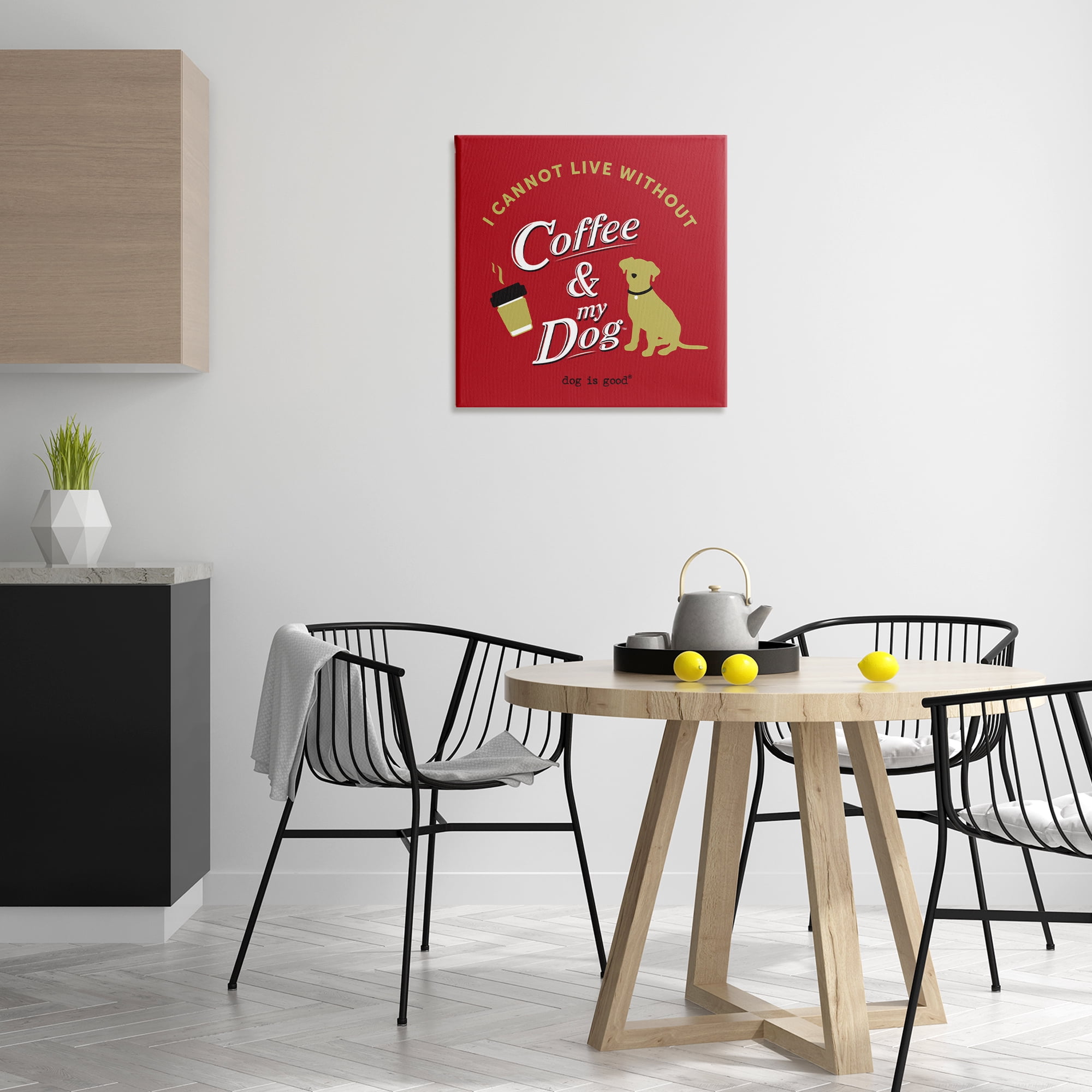 Stupell Industries Coffee & My Dog Animals Painting Wrapped Canvas Art Print Wall Art, 24 x 24