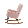 thumbnail image 5 of Hassch Nursery Rocking Chair, Accent Boucle Upholstered Glider Rocking Chair, High Backrest Reading Chair for Adult, Nursery, Bedroom, Living Room, Offices (Pink), 5 of 9