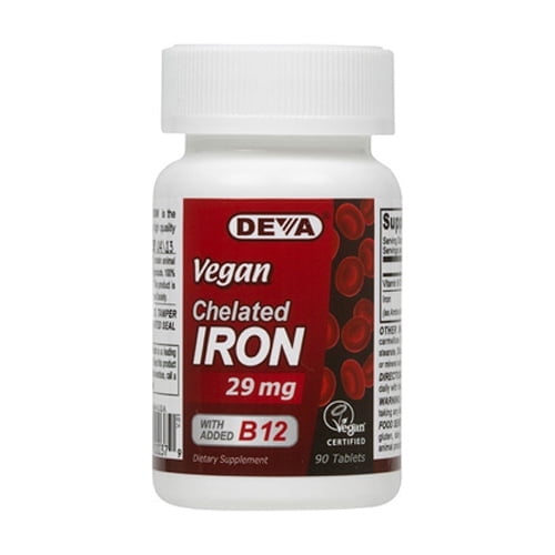 Deva Nutrition Vegan Chelated Iron 29 Mg With Added B12 Tablets, 90 Ea