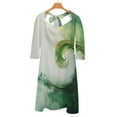 thumbnail image 6 of Green Glamour Swirl Sweetheart Knot Flared Dress Fashion Design Large Size Loose Dress Spring Summer Women Dress, 6 of 9