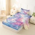 thumbnail image 2 of Metsweet Dreamy Princess Unicorn Twin Sheets 3pcs, Watercolor Rainbow Bedding, Blue Pink,1 Fitted Sheet, 1 Flat Sheet and 1 Pillowcase, 2 of 5
