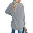 thumbnail image 2 of Women’s Oversized V-Neck Long Sleeve Tunic Top Loose Fit Solid Color Casual Blouse Comfy Pullover Fall Outfits Loose Fit T Shirt, 2 of 2