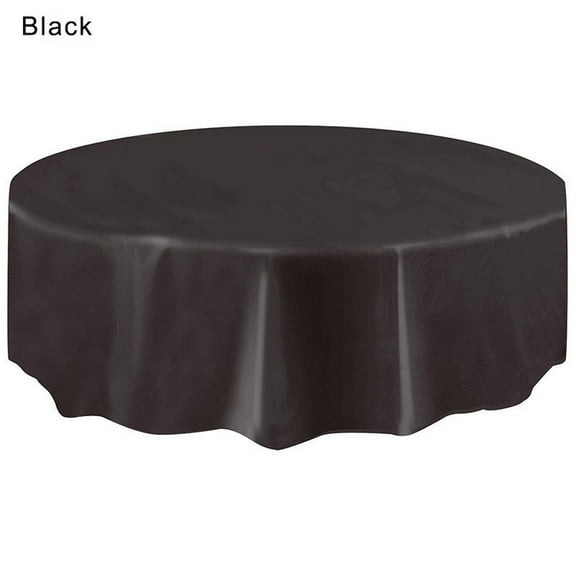 Bouanq Table Cloth Table Decor Large Plastic Circular Table Cover Cloth Wipe Clean Party Tablecloth Covers BK Fabric Table Cover for Outdoor Indoor