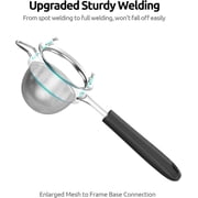 U-Taste Small Fine Mesh Strainer: 18/8 Stainless Steel 3.35in 30 Mesh Kitchen Food Sieve with Sturdy Riveted Silicone Handle, Heavy Duty Deep Handheld Metal Colander for Tea, Juice (Black)