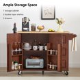 thumbnail image 2 of Kitchen Island with Drop Leaf Counter Top, Rolling Kitchen Island with Storage, Barn Door Kitchen Island Table Tower Rack, Island Table On Wheels for Kitchen, Brown, 2 of 8