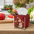 thumbnail image 5 of FUIALDOLG Tissue Box Cover, Christmas Snowman Bell Square Tissue Box Holder with Bottom Belt - Waterproof PU Leather Decorative Organizer for Tabletop, Bathroom, Car, Office, 5 of 7