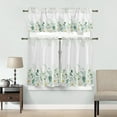 thumbnail image 4 of 3 Piece Curtains Tiers and Valances Set, Eucalyptus Leaves Summer Watercolor Green Leaf Flower Rod Pocket Short Window Treatment Tiers Curtains Panel and Valance for Cafe Bathroom Kitchen, 4 of 6